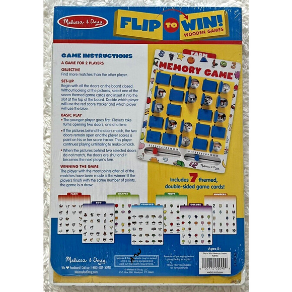NEW Melissa & Doug Flip to Win Travel Memory Game - Wooden Game Board - Picture 2 of 2